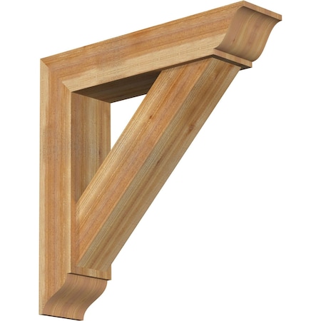 Ekena Millwork Traditional Traditional Rough Sawn Bracket w/ Offset Brace, Western Red Cedar, 8"W x 36"D x 36"H BKT0806X36X36TRA01RWR